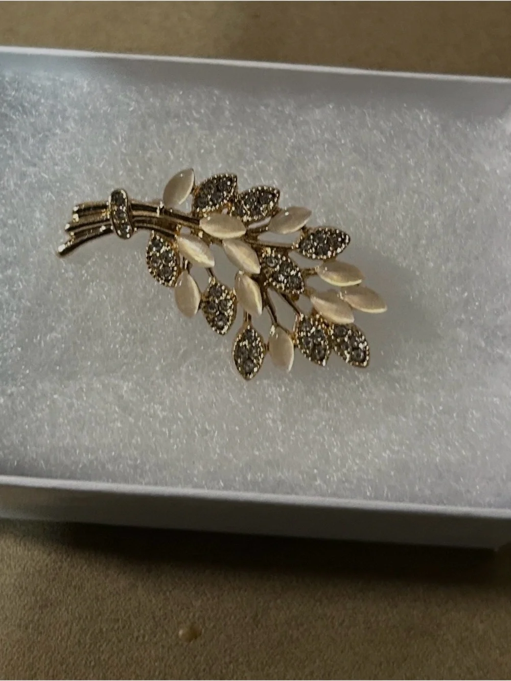 Gold Leaf Crystal Cluster Brooch - Women Jewelry